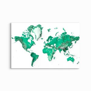 Mapa świata w cieniowanej rzeźbie - Emerald NIEOPRAWIONY ARTYSTYCZNY DRUK