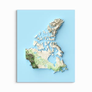 Carte du Canada en relief ombragé - CHOISISSEZ VOTRE STYLE - Impression d'art sans cadre