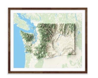 Washington Shaded Relief Topographic Map