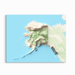 Carte en relief ombragé de l'Alaska - CHOISISSEZ VOTRE STYLE - impression sans cadre, carte de l'altitude, affiche de l'Alaska, impressions de l'Alaska