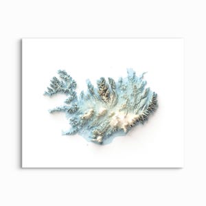 Carte en relief ombrée de l'Islande - CHOISISSEZ VOTRE STYLE