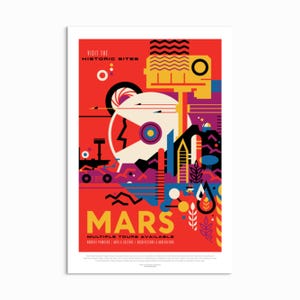 Mars NASA Travel Poster: Retro Sci-Fi Solar System Art Print