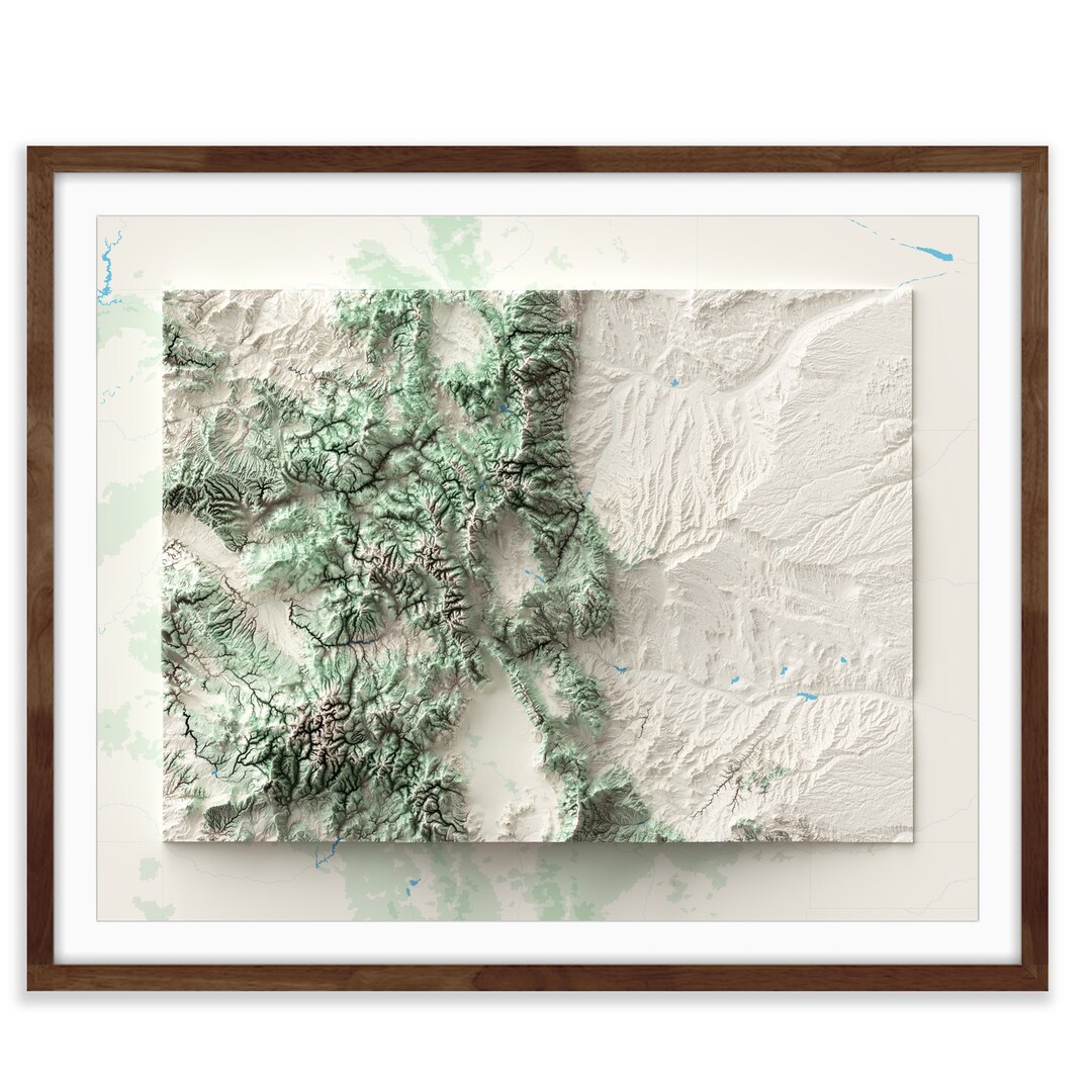 Colorado Shaded Relief Topographic Map - Etsy Denmark