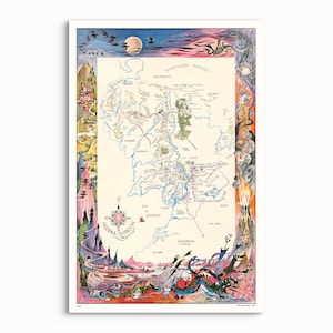 Map of Tolkien's Mittelerde Poster - 1969, Ballantine - UNGERAHMT DRUCK (24x36 zoll)