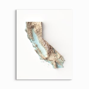 Mapa de relieve sombreado de California: ELIJA SU ESTILO: impresión sin marco, mapa de elevación, póster de California, impresiones de California
