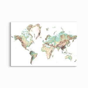 World Shaded Relief - Earth Tones NIEOPRAWIONY ARTYSTYCZNY WYDRUK