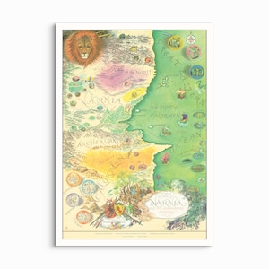 Mapa de Narnia de Pauline Baynes - 1972 - IMPRESIÓN ARTÍSTICA SIN MARCO (61 x 86 cm)