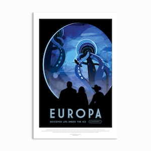 Europa NASA Travel Poster: Retro Sci-Fi Solar System Art Print