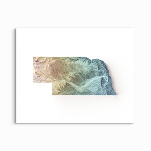 Mapa de relieve sombreado de Nebraska: ELIJA SU ESTILO Impresión sin marco, mapa de elevación, póster de Nebraska, impresiones de Nebraska