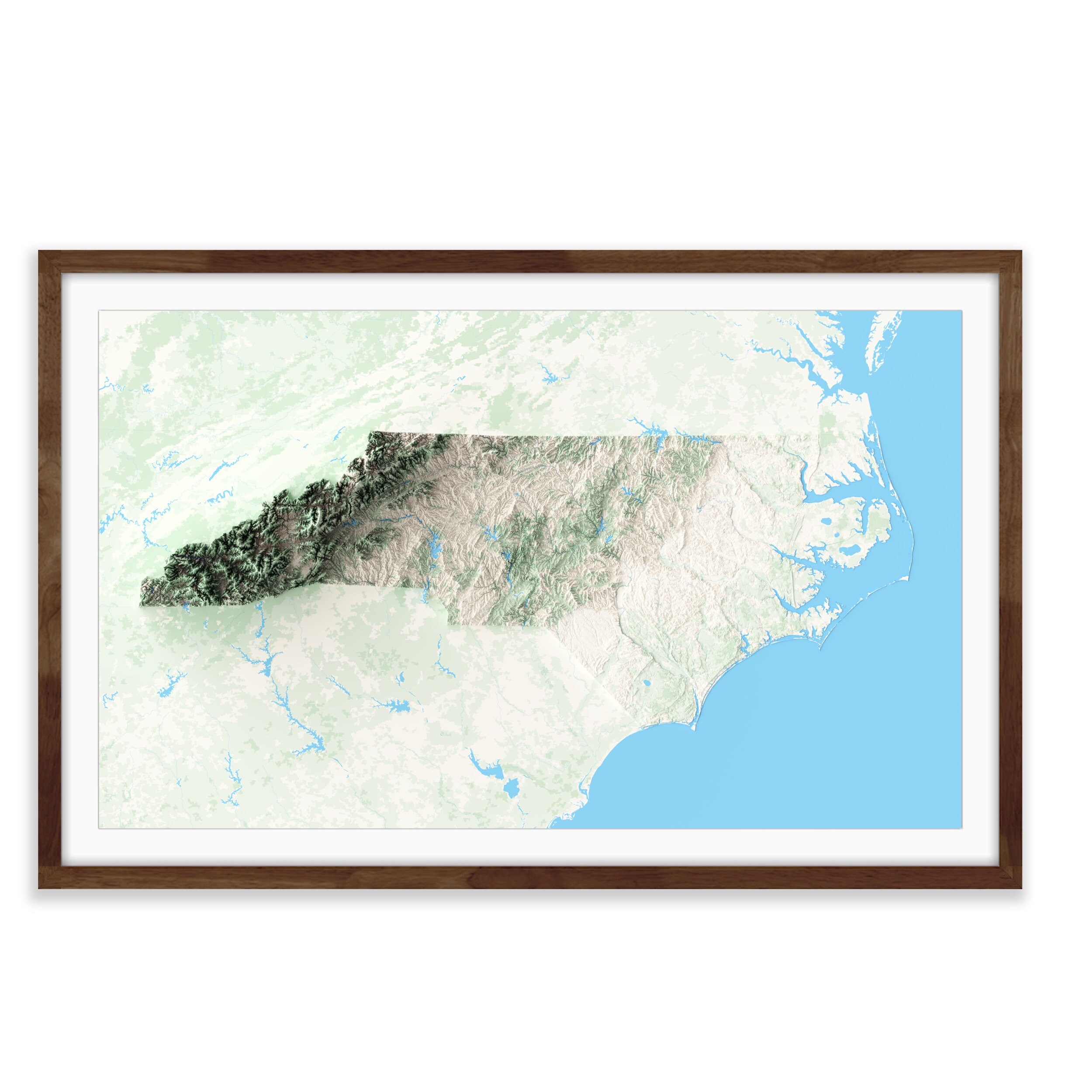 North Carolina Shaded Relief Map Topographic Style - Etsy