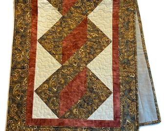 Maroon and Gold Quilted Table Runner Decor