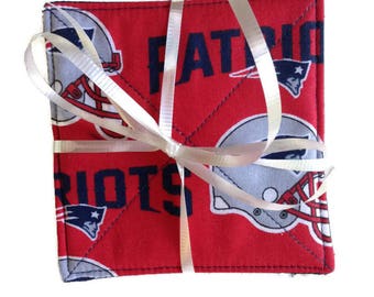 New England Patriots Quilted Fabric Coasters, Set of 4 Coasters, LawsonCreations
