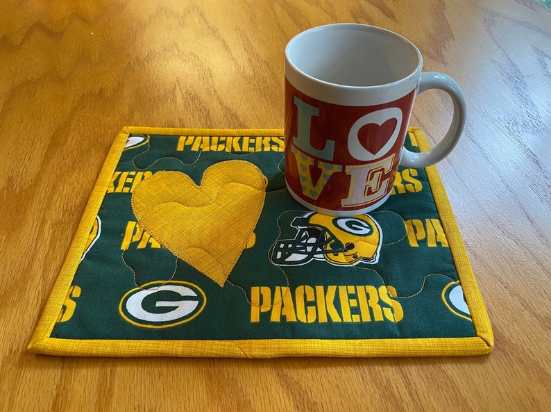 Green Bay Packers Quilted Fabric Mug Rug Coaster