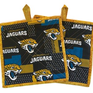 Jacksonville Jaguars Quilted Fabric Potholders, Set of 2