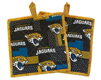 Jacksonville Jaguars Quilted Fabric Potholders, Set of 2