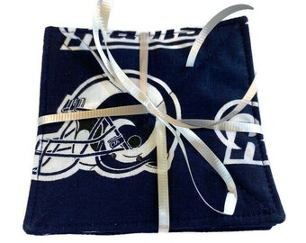 Los Angeles Rams Quilted Fabric Coasters, Set of Four Coasters