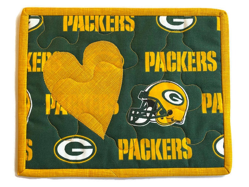 Green Bay Packers Quilted Fabric Mug Rug Coaster
