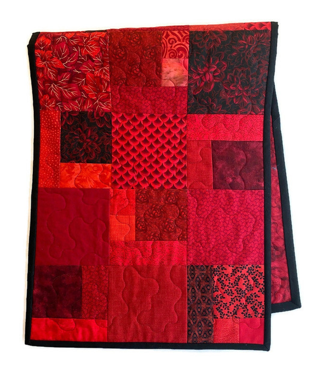 Red Patchwork Table Runner Red Quilted Scrappy Patchwork Table Runner - Etsy