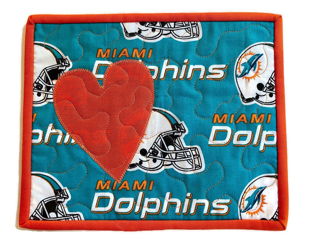 Miami Dolphin Rug Miami Dolphins Quilted Fabric Mug Rug, Large Coaster, Small Placemat ...