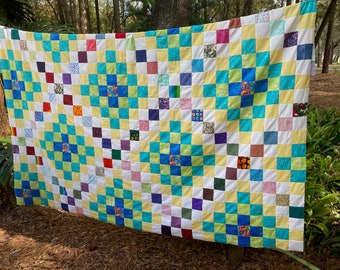 Colorful Handmade Quilt Top to Finish