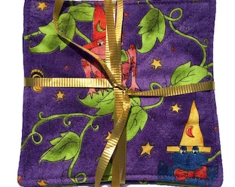 Halloween Quilted Fabric Coasters, Set of 4
