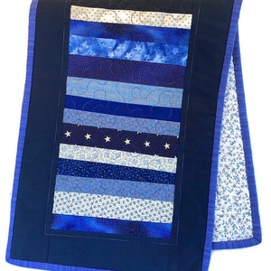 Blue Patchwork Quilted Table Runner