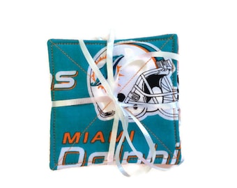 Miami Dolphins Quilted Fabric Coasters, Set of 4 Coasters, LawsonCreations