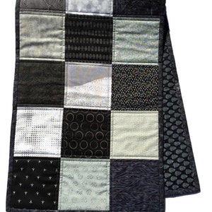 Modern Gray Patchwork Table Runner