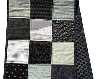 Modern Gray Patchwork Table Runner