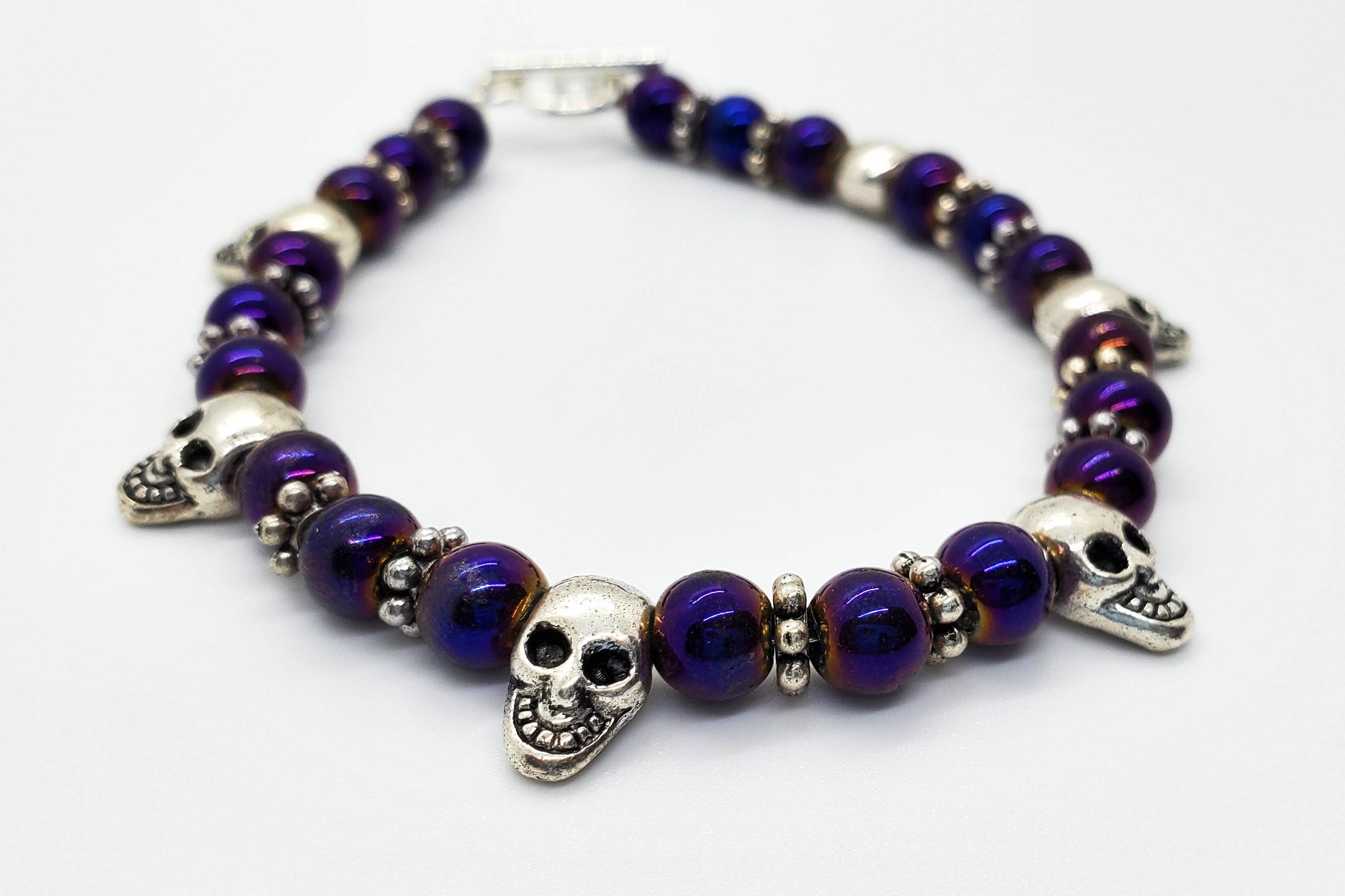 Chrome Blue and Purple Skull Bracelet Halloween, Skeleton, Spooky - Etsy