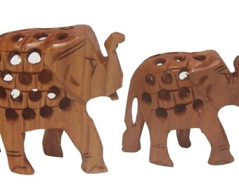 Seven Hand Carved Tiny Marble Elephants Egypt