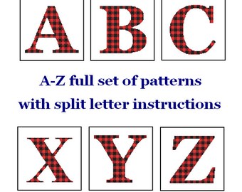 Buffalo Plaid Monogram Cross Stitch A-Z alphabet set Letter cross stitch Pattern A to Z initial split letter cross Wedding Gift Anniversary