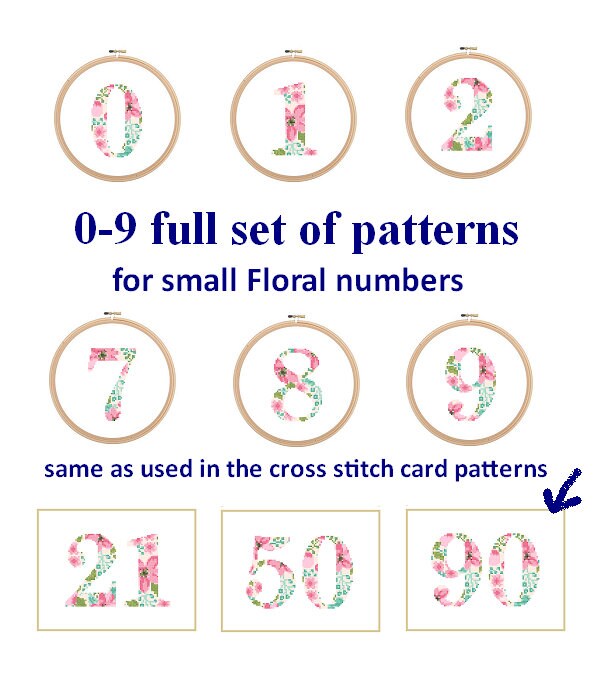 Buy Small Size Cross Stitch 0-9 Numbers Set Floral Number Cross Stitch  Pattern 0 to 9 Initial Letter Cross Birthday Wedding Anniversary Online in  India 