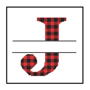 Buffalo Plaid Monogram J Cross Stitch Pattern J Initial J Letter cross stitch Wedding Gift split letter cross Wedding Record Anniversary image 3