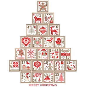 Nordic Advent Christmas Tree cross stitch Modern Christmas Cross Stitch Pattern Christmas Ornaments cross stitch scandinavian theme