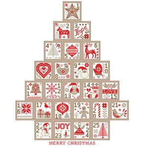 Nordic Advent Christmas Tree cross stitch Modern Christmas Cross Stitch Pattern Christmas Ornaments cross stitch scandinavian theme image 1