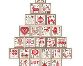 Nordic Advent Christmas Tree cross stitch Modern Christmas Cross Stitch Pattern Christmas Ornaments cross stitch scandinavian theme