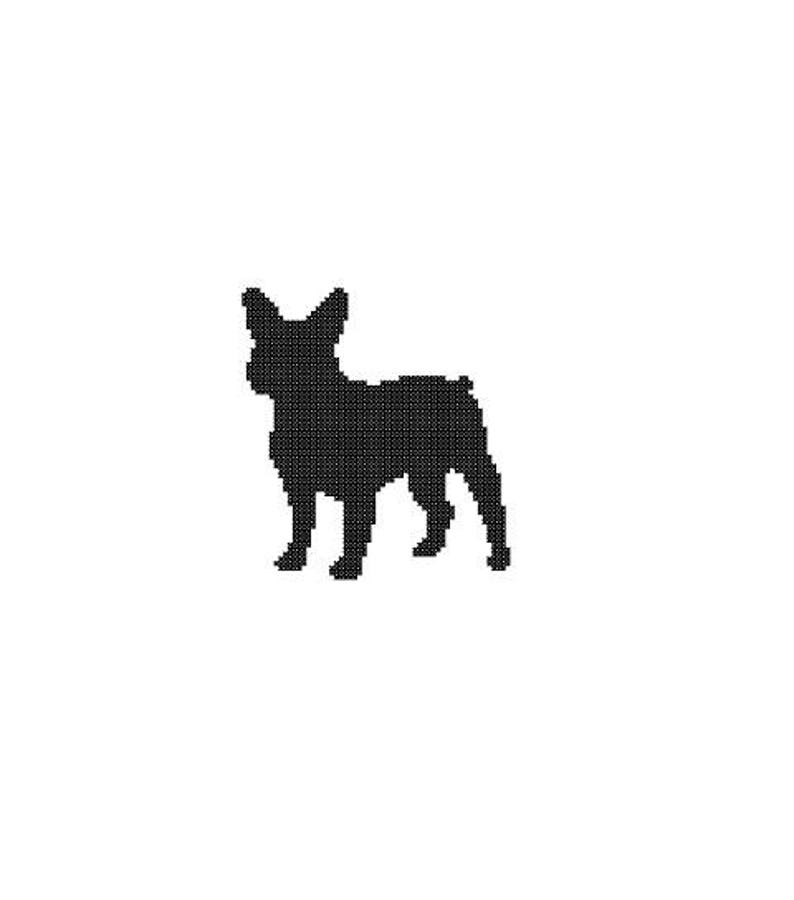 Frenchie Bulldog Silhouette Cross Stitch Pattern Pet animal wall art French Bull Dog cross stitch modern gift image 1