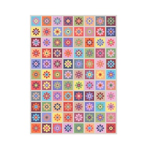 Flower Squares Geometric sampler cross stitch Geometrical Cross Stitch Pattern square cross stitch colorful cross stitch color therapy