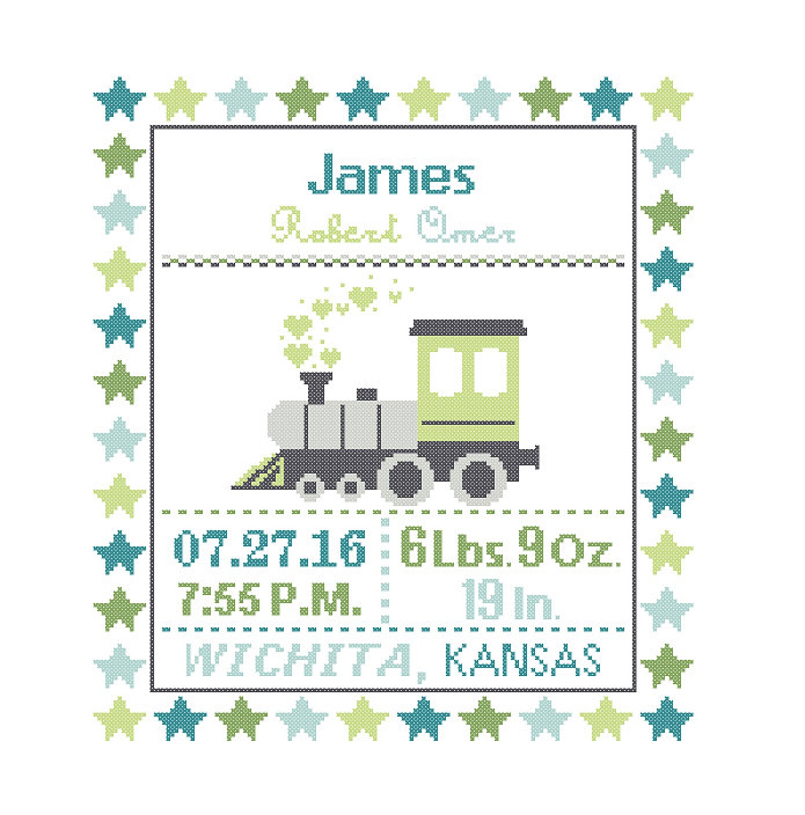 1 Custom Pattern Cross Stitch Birth Announcement Cross Stitch Etsy