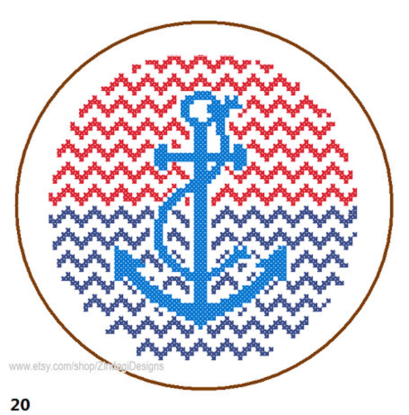 Instant Download Anchor Cross Stitch Pattern Chevron Etsy