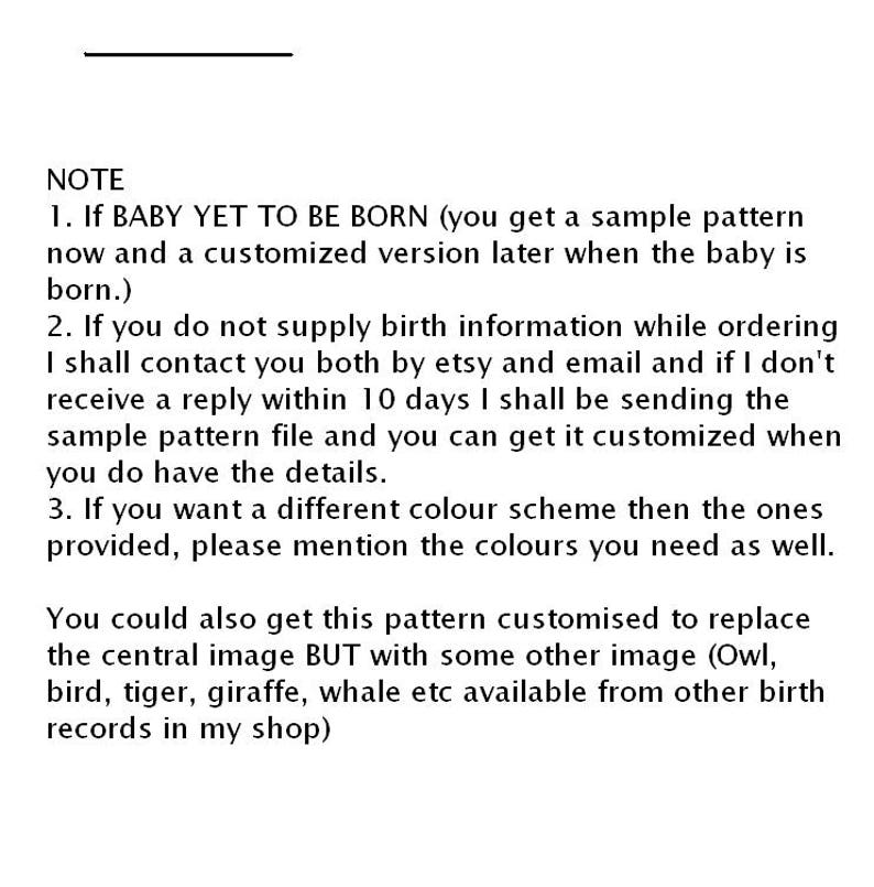 1 Cross Stitch custom Pattern Baby Boy/Girl Personalised Birth Announcement Birth Record Elephant Green, Pink, Brown Nursery chevron image 3