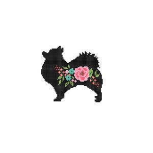 Pomeranian Silhouette Cross Stitch Pattern Floral Pet animal wall art Dog cross stitch modern trendy great gift image 2