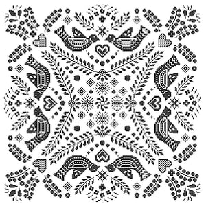 Monochrome pillow Cross Stitch Pattern Folk Art cross stitch Black Geometric cross stitch tribal vintage cross stitch cushion cross wall art image 1