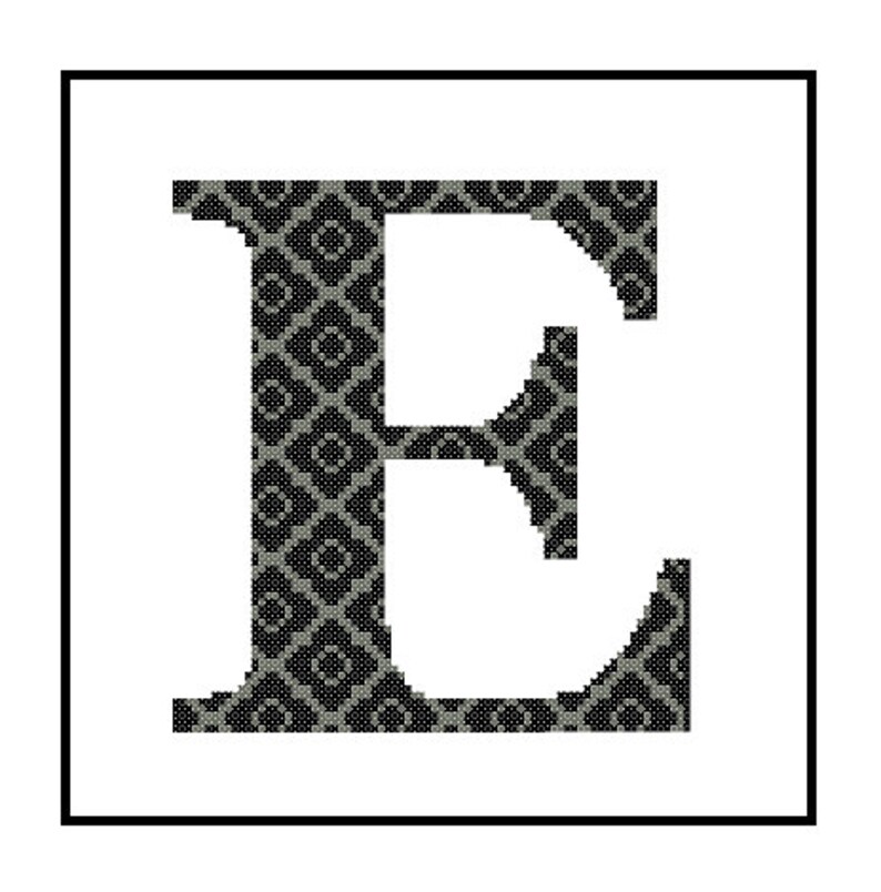 Monogram E Cross Stitch Pattern E Initial E Letter Cross Etsy