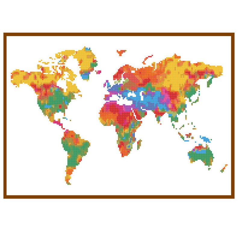 world map cross stitch pattern modern cross stitch pattern etsy