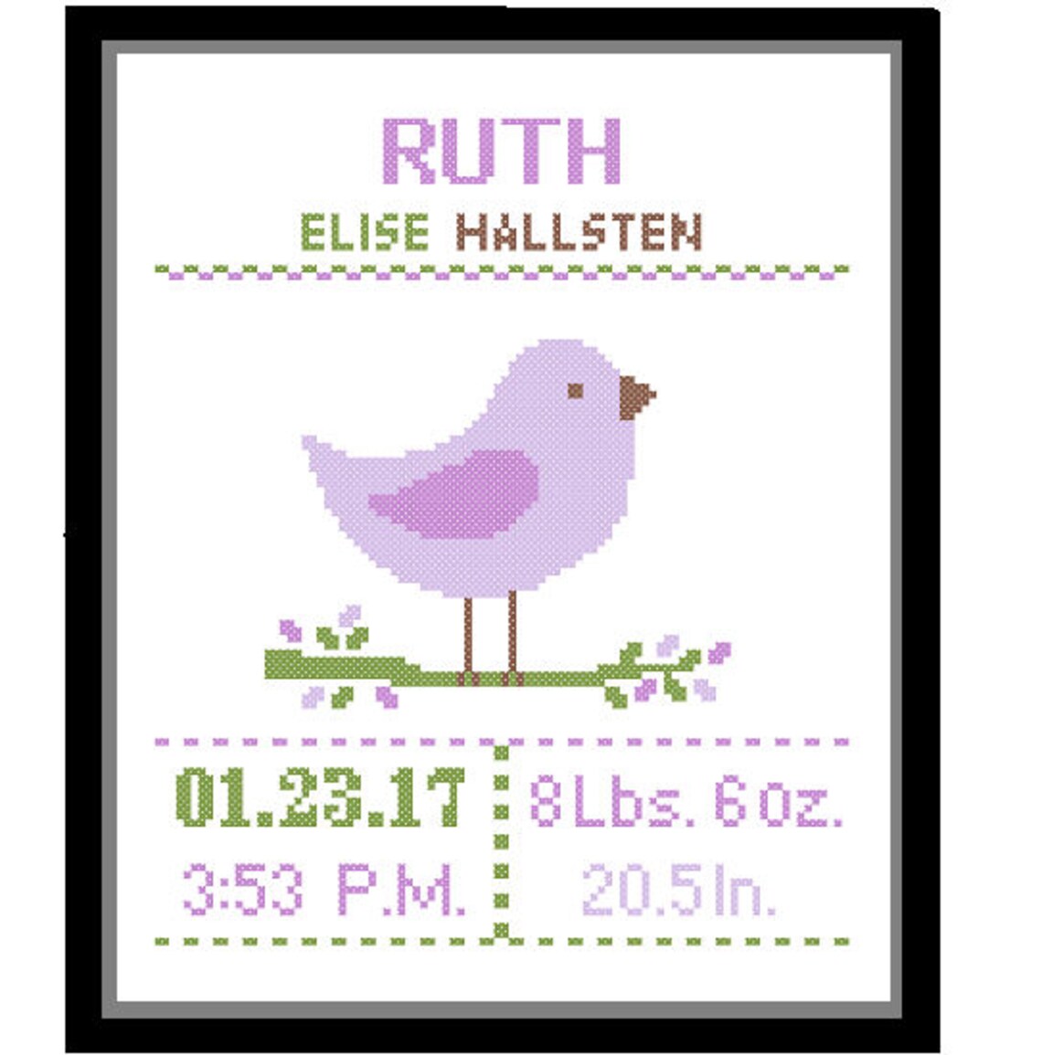 Custom Pattern Cross Stitch Birth Announcement Cross Stitch Etsy