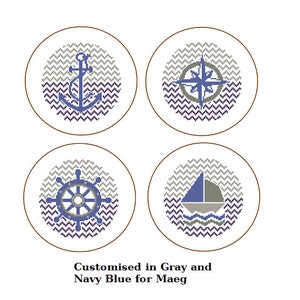 Instant Download set of 4 Cross Stitch Patterns anchor nautical wheel yacht compass red blue gift cute and modern looks image 4