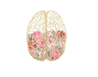 Floral Anatomical Brain Cross Stitch Pattern cross stitch Floral Brain Science geeky cross stitch floral cross stitch pattern