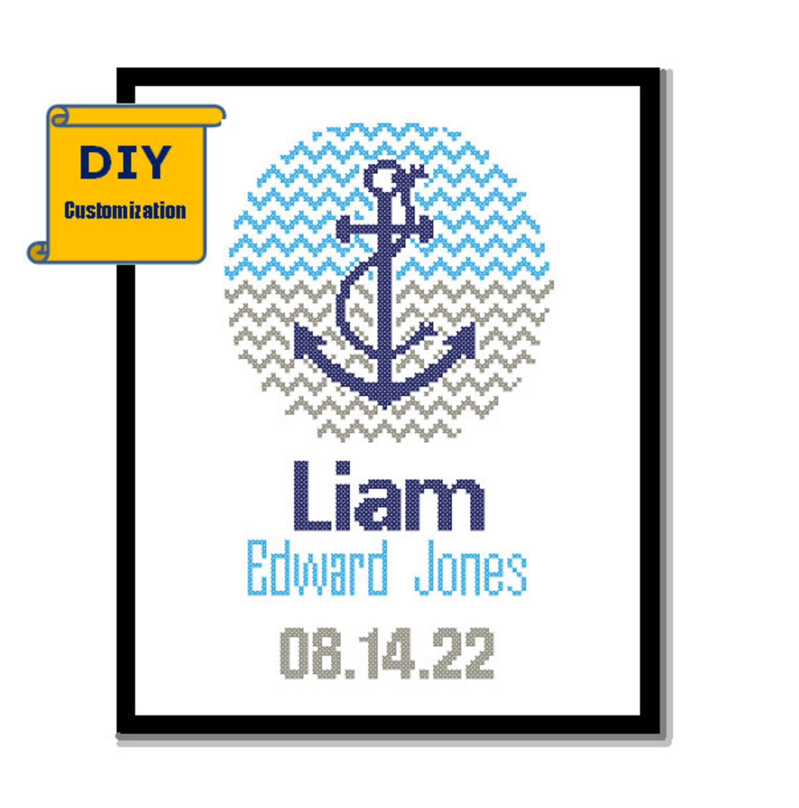 Anchor Cross Stitch Birth Announcement Cross Stitch Birth Etsy